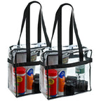 2X Clear PVC Tote Bag Women Large Transparent Handbag Zip Purse Stadium Security