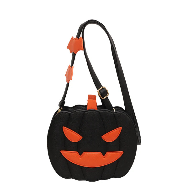 Spooky Black pumpkin purse with detachable bat-detail strap