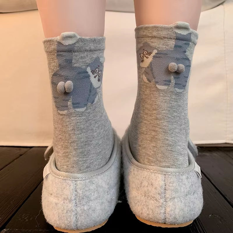 Gray Cat Balls novelty socks with raised cat details