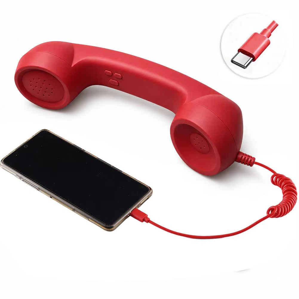 Red USB-C retro telephone handset
