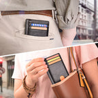 PocketEdit wallet carried in a trouser pocket and handbag