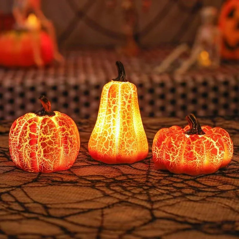 LED Pumpkin Lantern – Crackle Resin Halloween Decor
