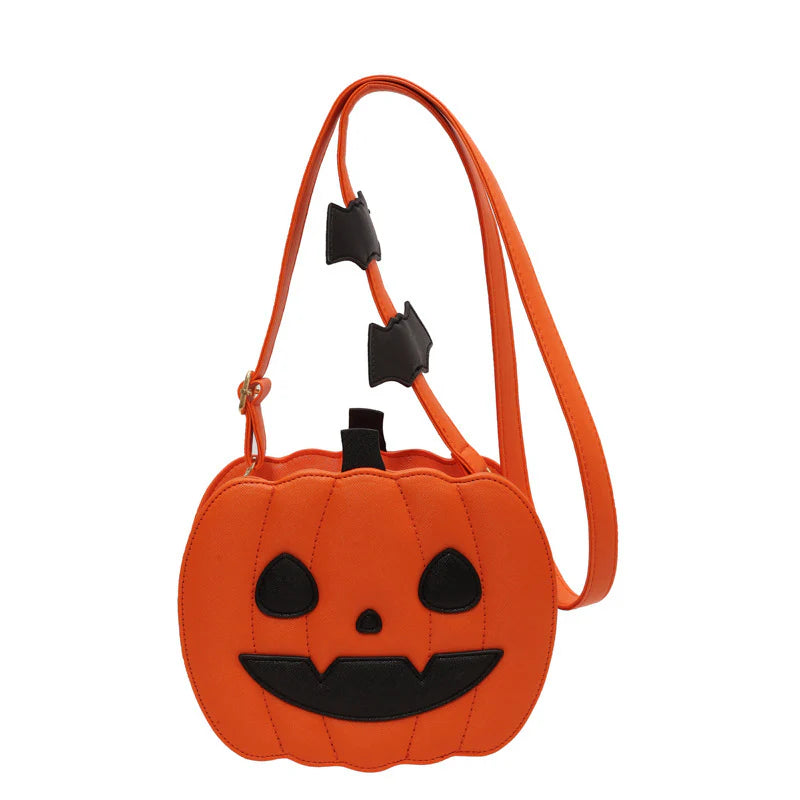 Happy Orange pumpkin purse with long orange strap