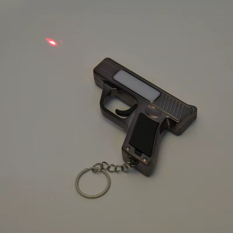 Pistol Shaped Keychain Light Mini Hand Press Power Generation LED Flashlight Portable COB Work Light Pocket Small Torch Pendant