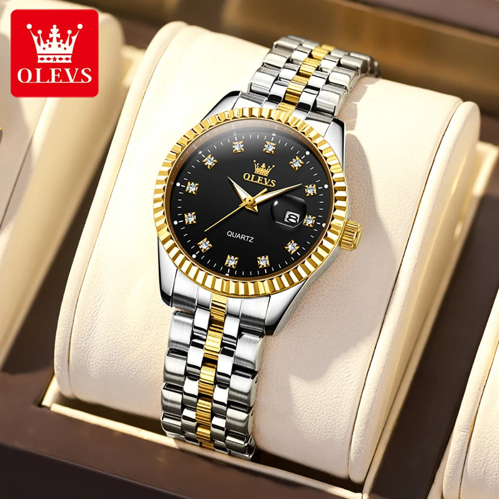 Classic Luxury Women'S Quartz Wristwatch Stainless Steel Waterproof Auto Date Diamond Scale Original Women'S Watches