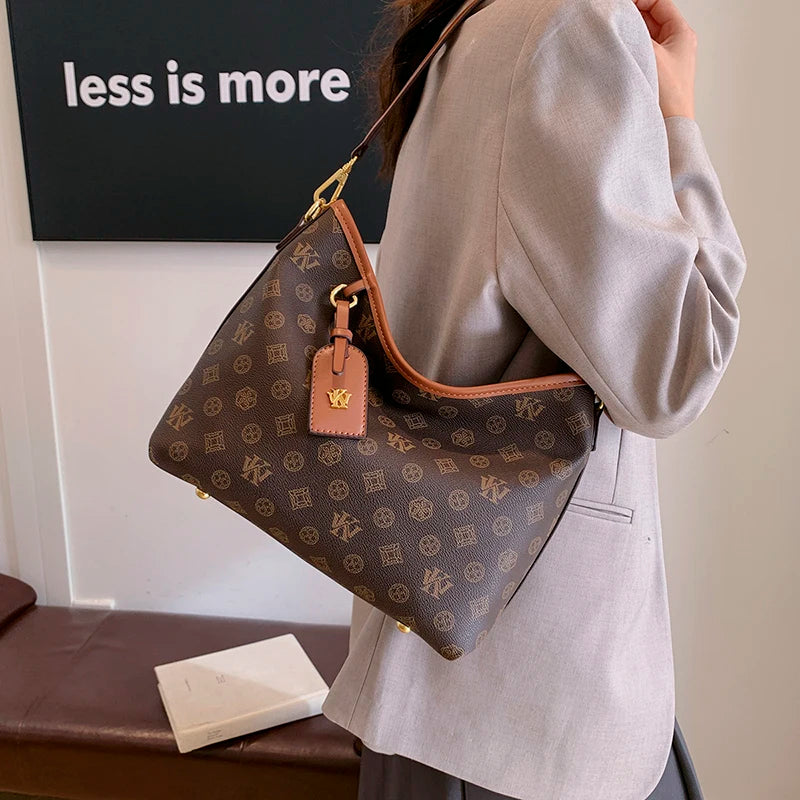 Elegant Large Capacity Designer Diaper Tote Bag for Women – Vintage Pattern Shoulder & Crossbody Mom Bag