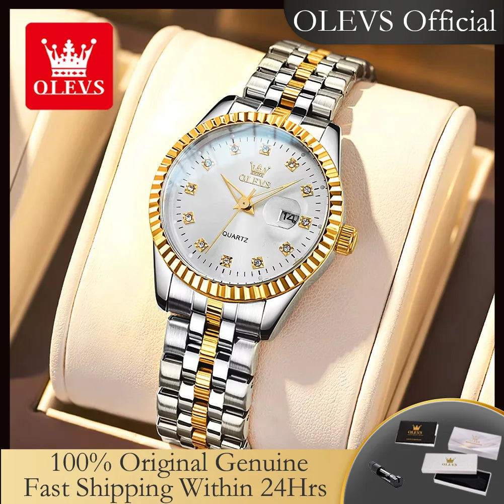 Classic Luxury Women'S Quartz Wristwatch Stainless Steel Waterproof Auto Date Diamond Scale Original Women'S Watches