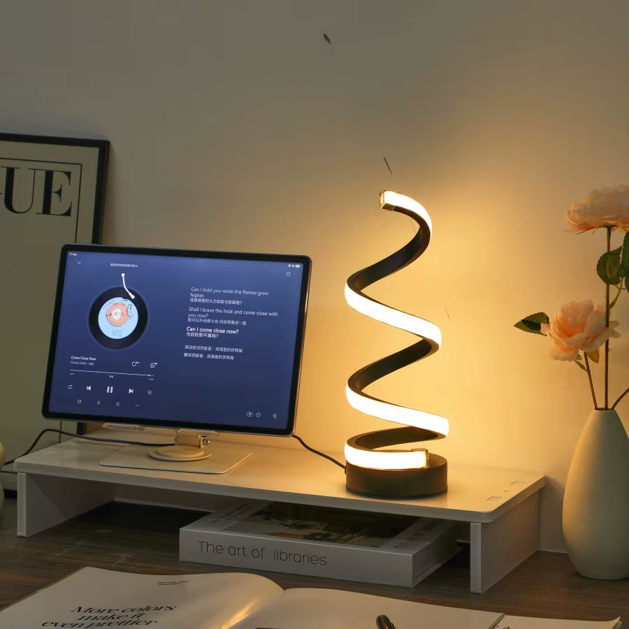 Spiral Glow LED Desk Lamp – 3-color USB light