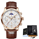 LIGE Meridian Men’s Chronograph Quartz Watch – Leather Strap & Date Display