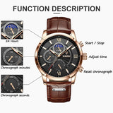 LIGE Meridian Men’s Chronograph Quartz Watch – Leather Strap & Date Display