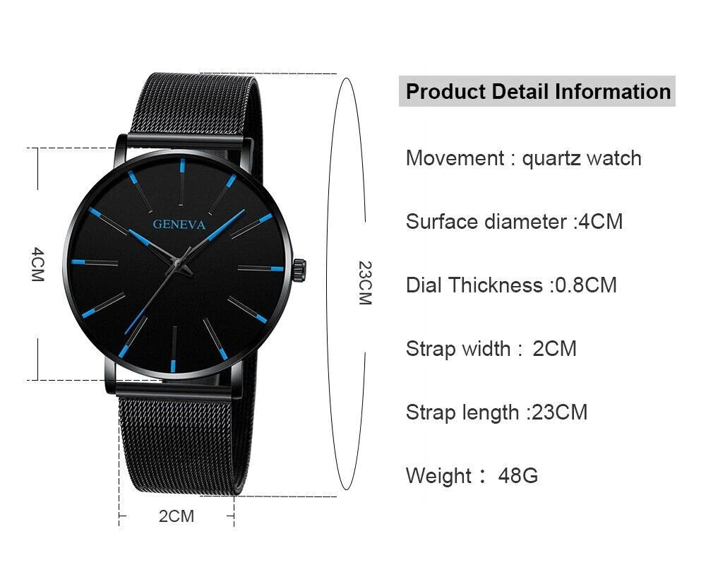 Men's Stainless Steel Waterproof Watch - Quartz Luminous - Classic Watches Business