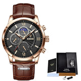LIGE Meridian Men’s Chronograph Quartz Watch – Leather Strap & Date Display