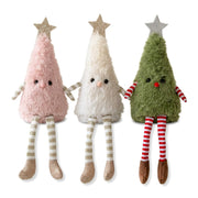 JingleSprout set of three green pink and white plush tree dolls