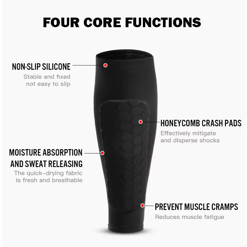 Soccer Shin Guard Sleeves with Foam, Calf Compression Sleeve Honeycomb Pads, Lightweight Shin Protection