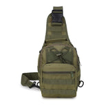 TrailGrid MOLLE tactical sling pack – storage, strap and carry detail