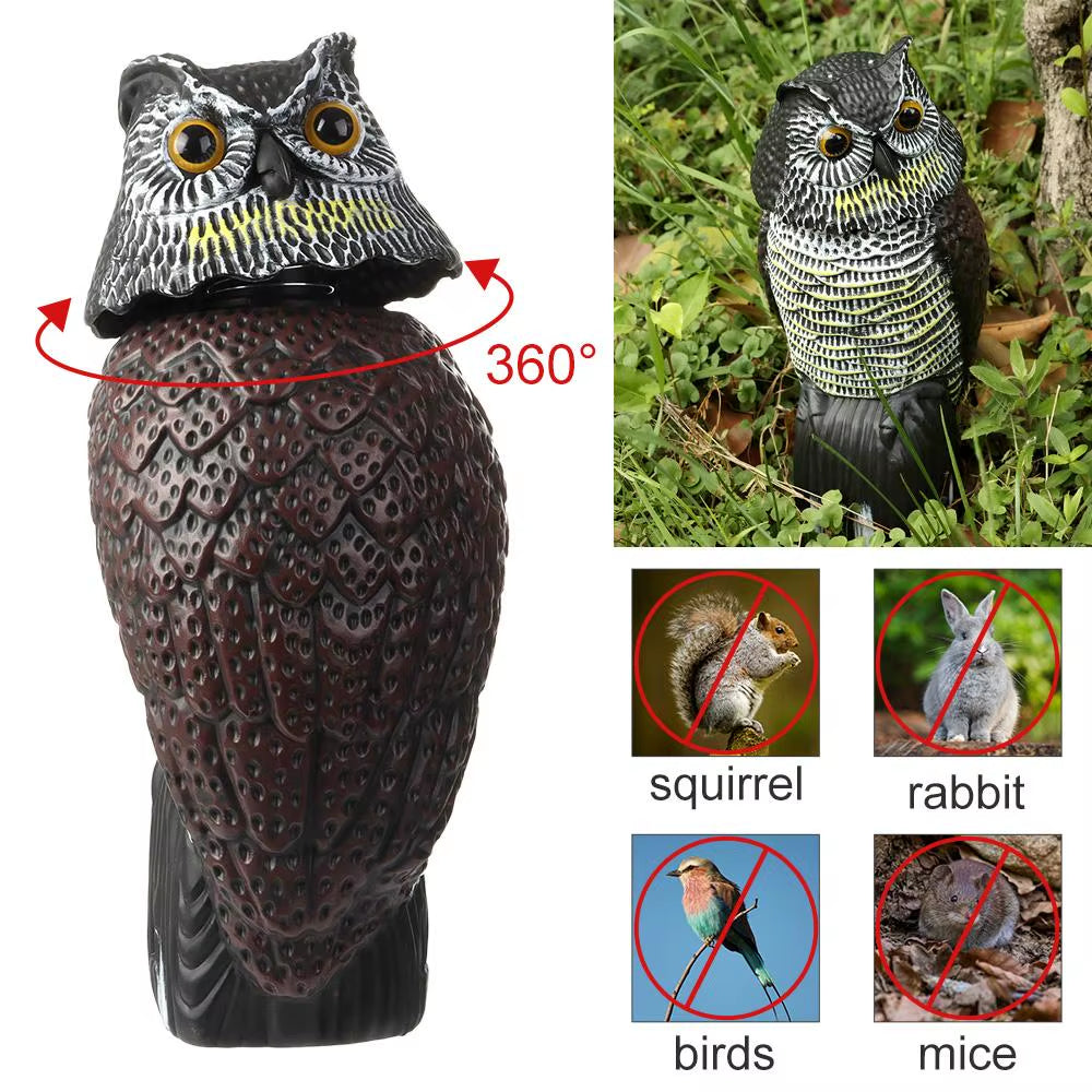 HootMotion realistic owl decoy with wind-rotating head