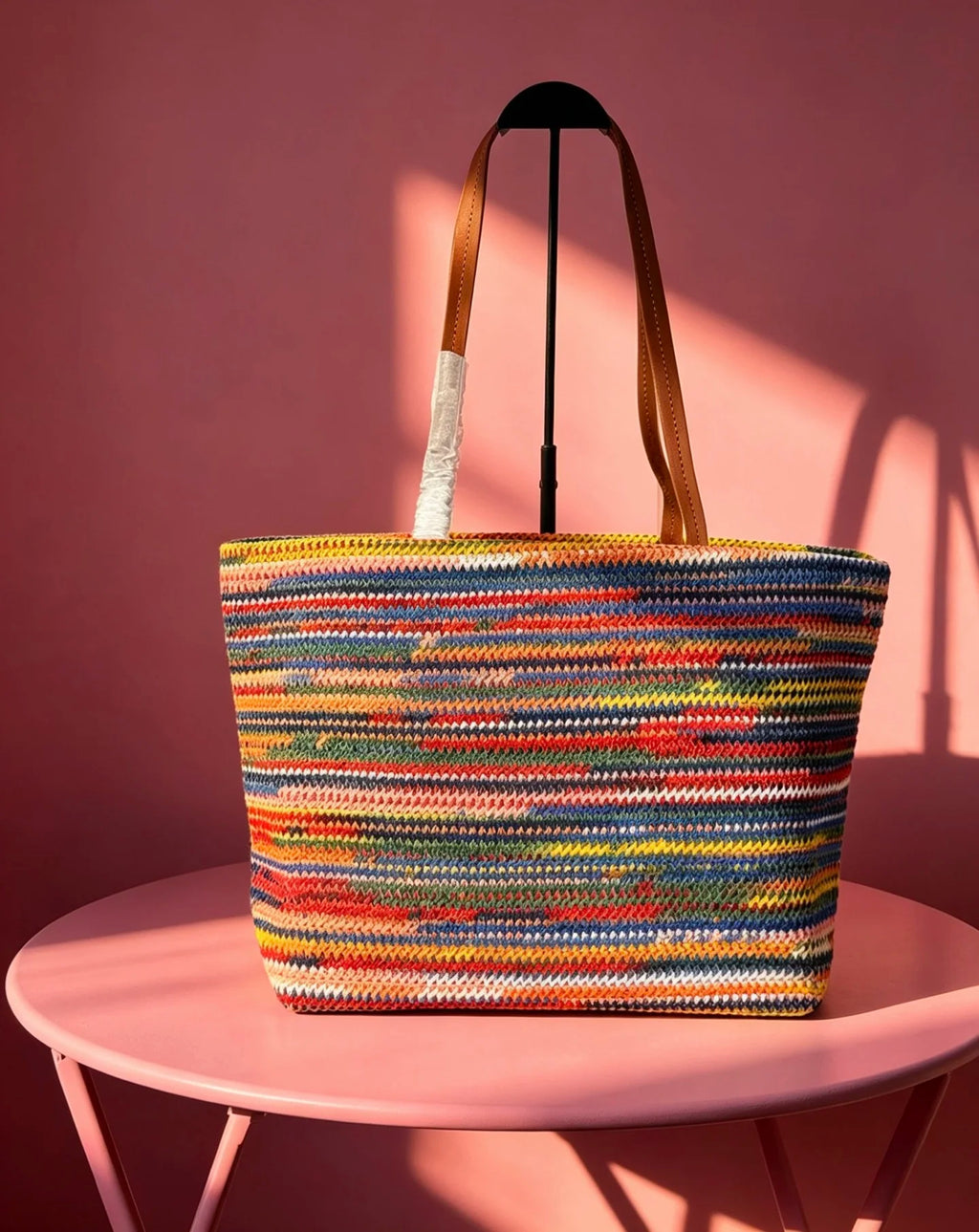 Famous Designer Luxury Women’s Tote Bag,  Colorful Woven Crochet Shoulder Handbag, Large Capacity Summer Beach Bag