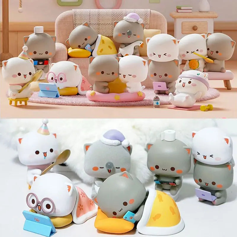 Mitao Cat 2/3/4 Season Lucky Cat Blind Box Cute Kawaii Honey Peach Cat Mystery Box Toys Anime Figure Doll Home Ornament