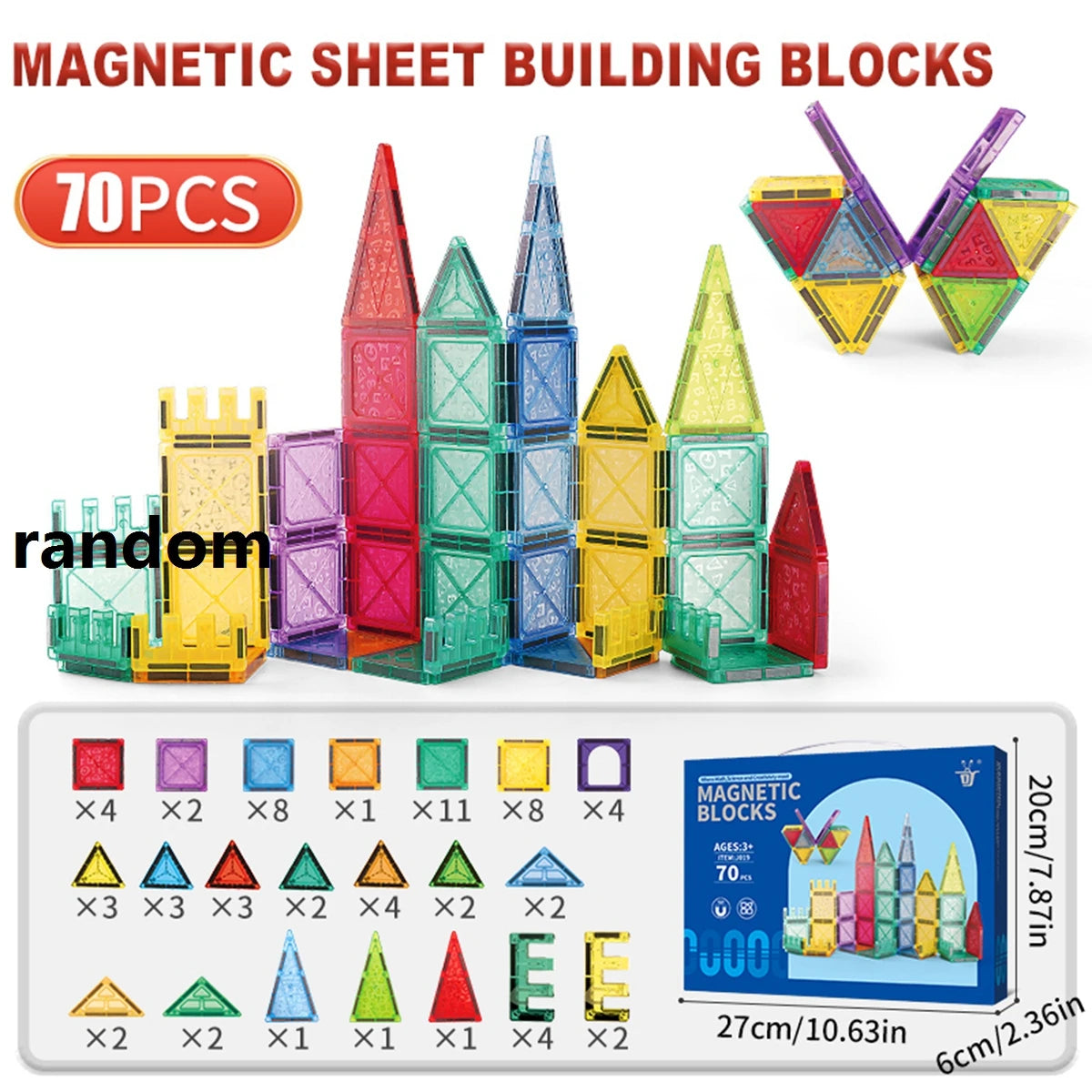 Magnetic Tiles for Kids STEM Toys Magnet Toys for Boys Girls Toddlers Magnetic Building Blocks Preschool