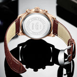 LIGE Meridian Men’s Chronograph Quartz Watch – Leather Strap & Date Display