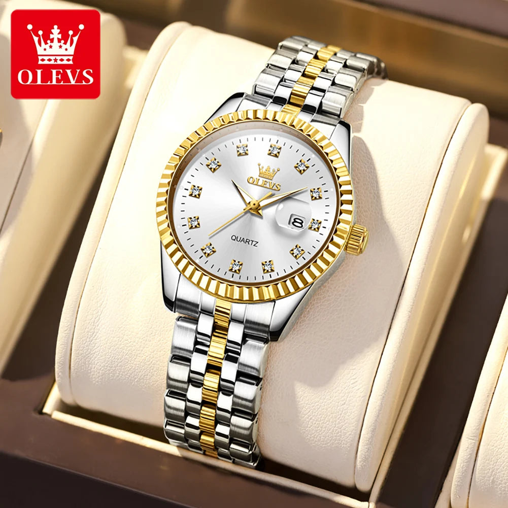 Classic Luxury Women'S Quartz Wristwatch Stainless Steel Waterproof Auto Date Diamond Scale Original Women'S Watches