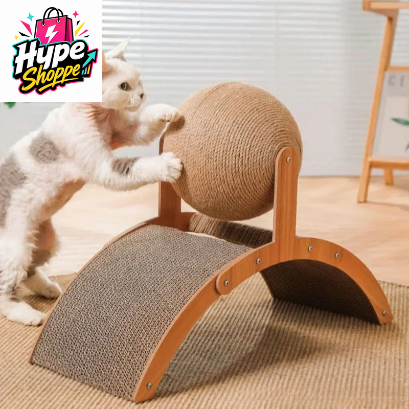 Cat Scratcher Arch with Ball Inclined Cat Scratching Arch Scratch Board Sisal Rope Ball for Indoor Cat Kittens Interactive Pet Toys