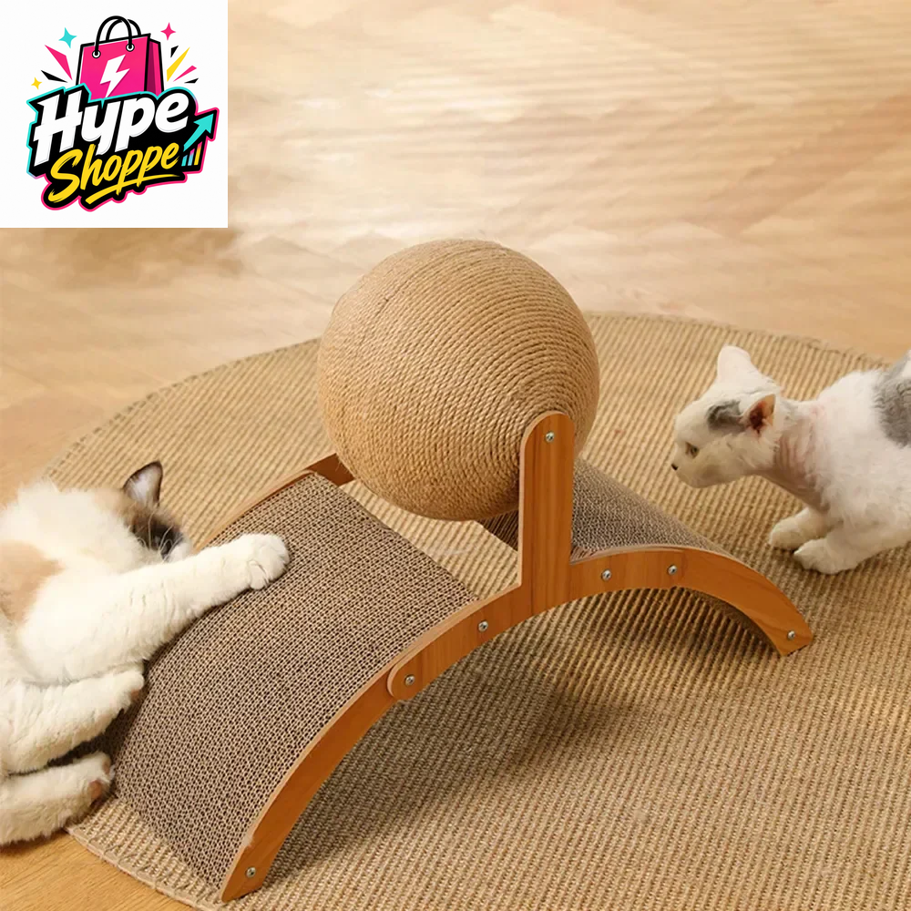 Cat Scratcher Arch with Ball Inclined Cat Scratching Arch Scratch Board Sisal Rope Ball for Indoor Cat Kittens Interactive Pet Toys
