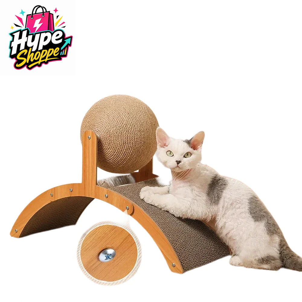Cat Scratcher Arch with Ball Inclined Cat Scratching Arch Scratch Board Sisal Rope Ball for Indoor Cat Kittens Interactive Pet Toys