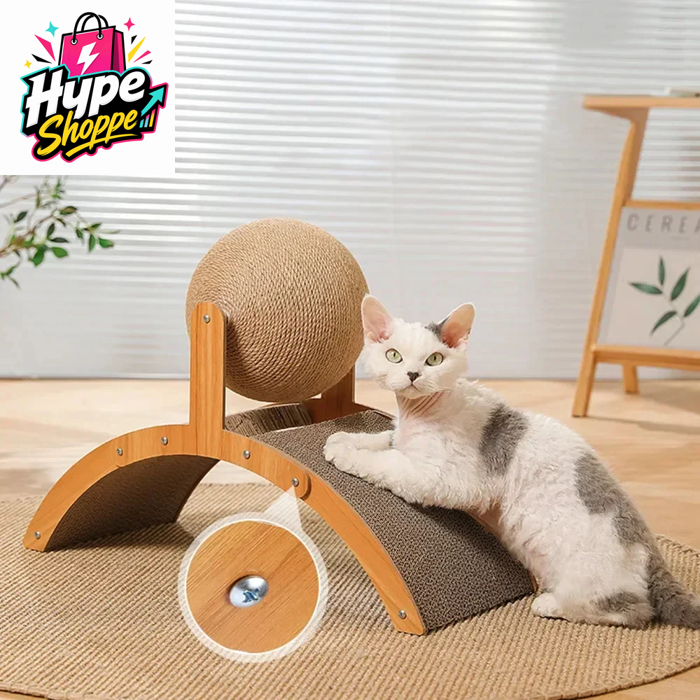 Cat Scratcher Arch with Ball Inclined Cat Scratching Arch Scratch Board Sisal Rope Ball for Indoor Cat Kittens Interactive Pet Toys