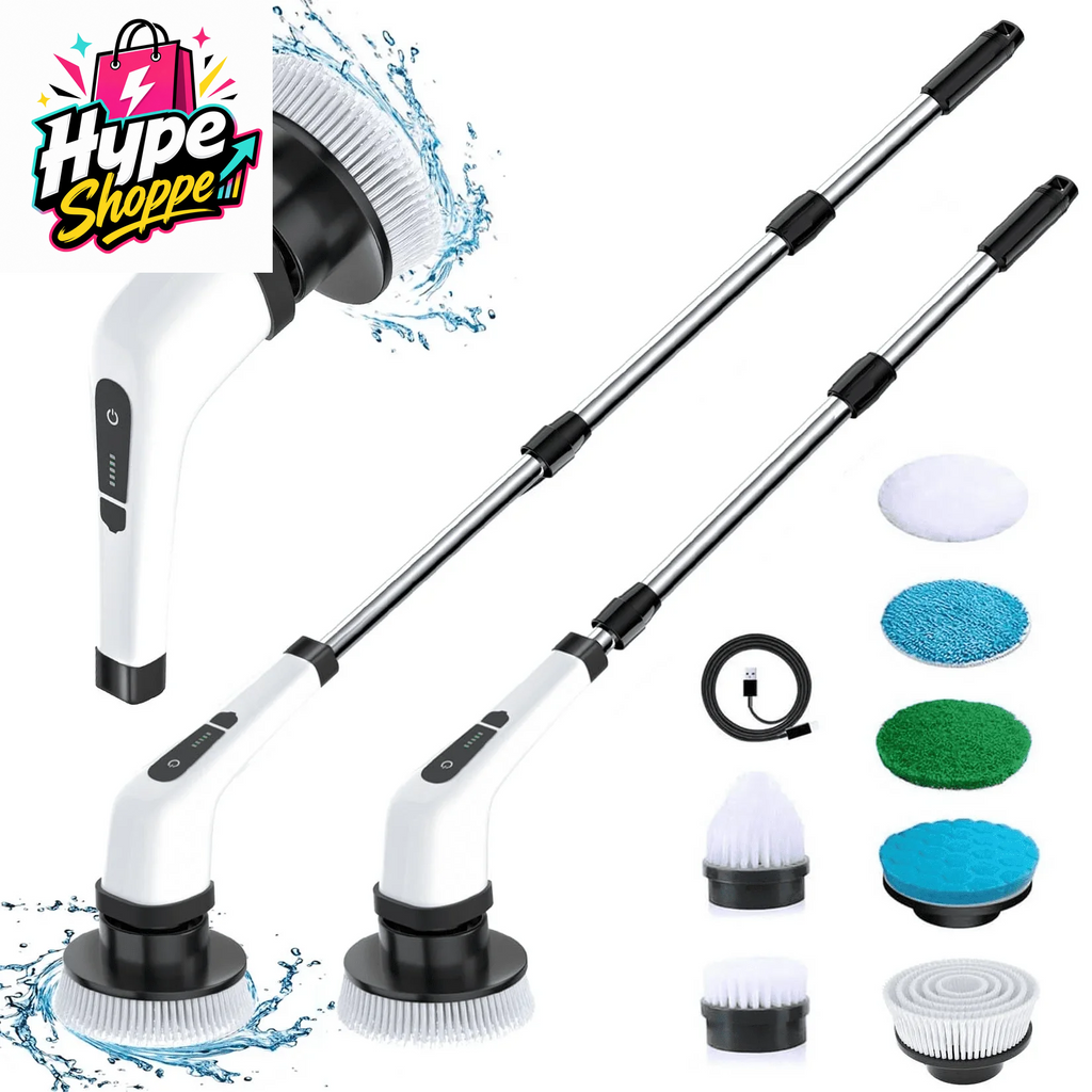 Ultimate Electric Spin Scrubber, Cordless Cleaning Brush with 8 Replaceable Brush Heads, Power Shower Scrubber with Long Handle for Floor, Tile, Bathroom, Tub